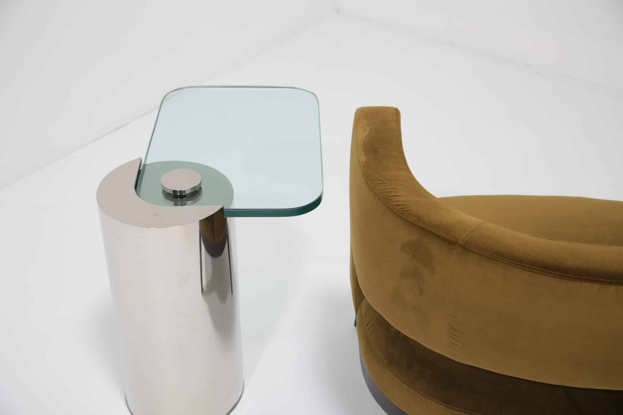 Karl Springer Cantilever Wine Table, chrome and glass. - Image 11