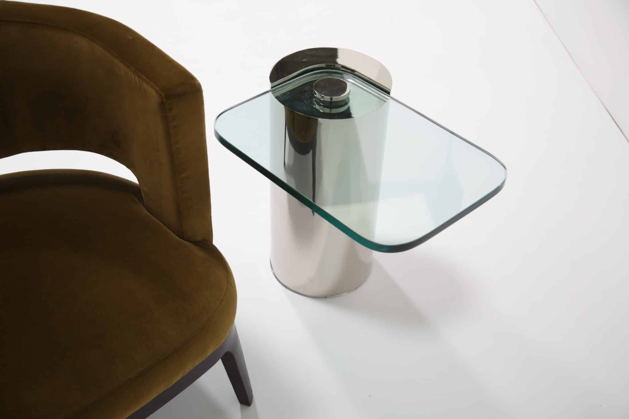 Karl Springer Cantilever Wine Table, chrome and glass. - Image 17