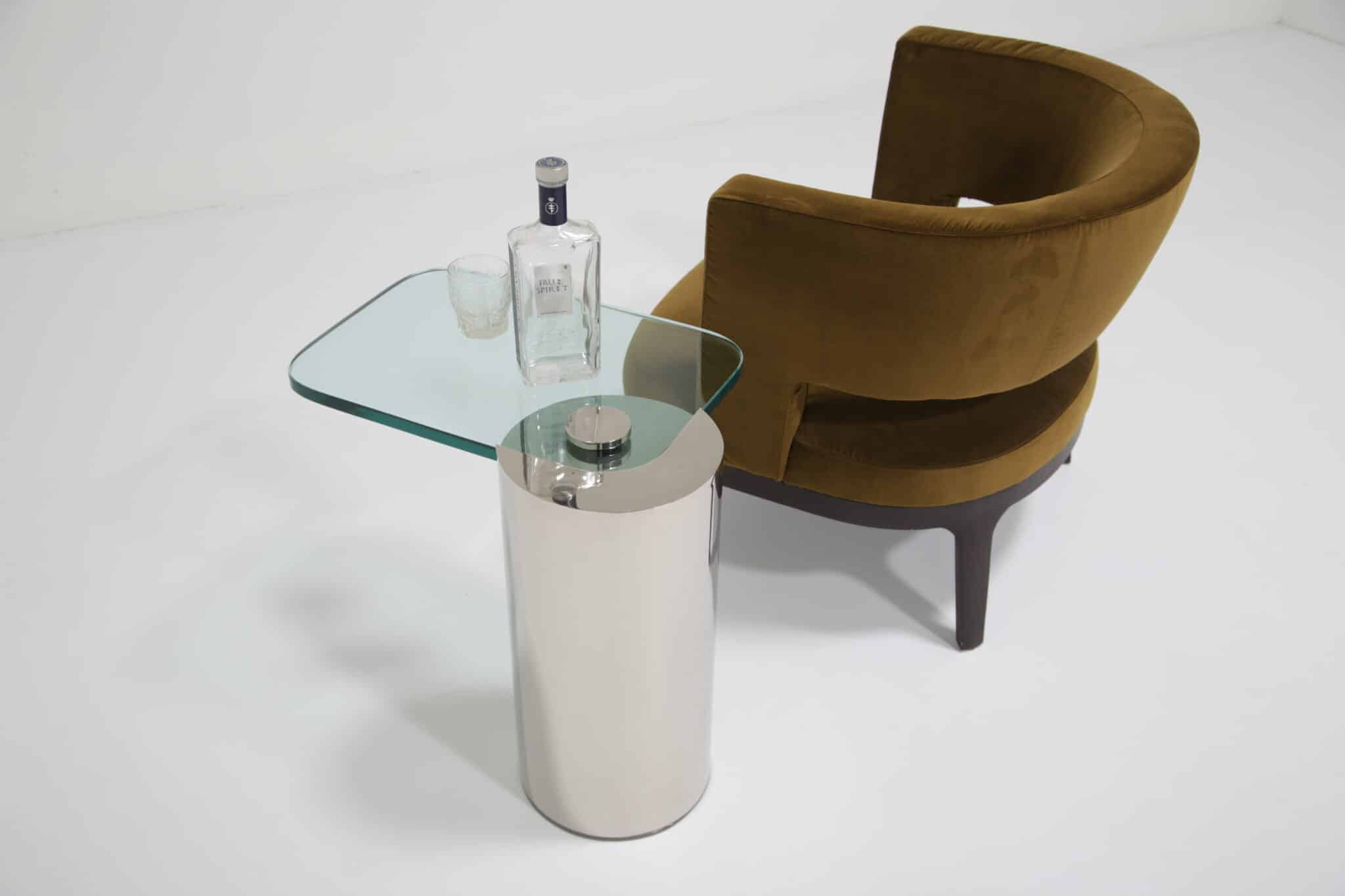 Karl Springer Cantilever Wine Table, chrome and glass. - Image 18