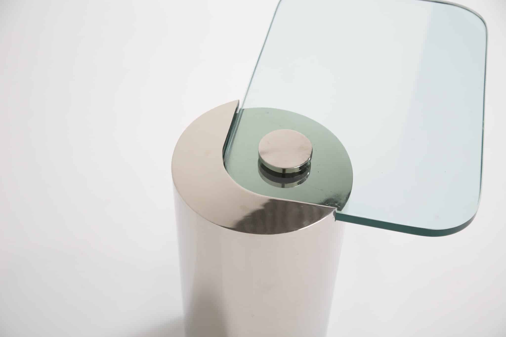 Karl Springer Cantilever Wine Table, chrome and glass. - Image 13