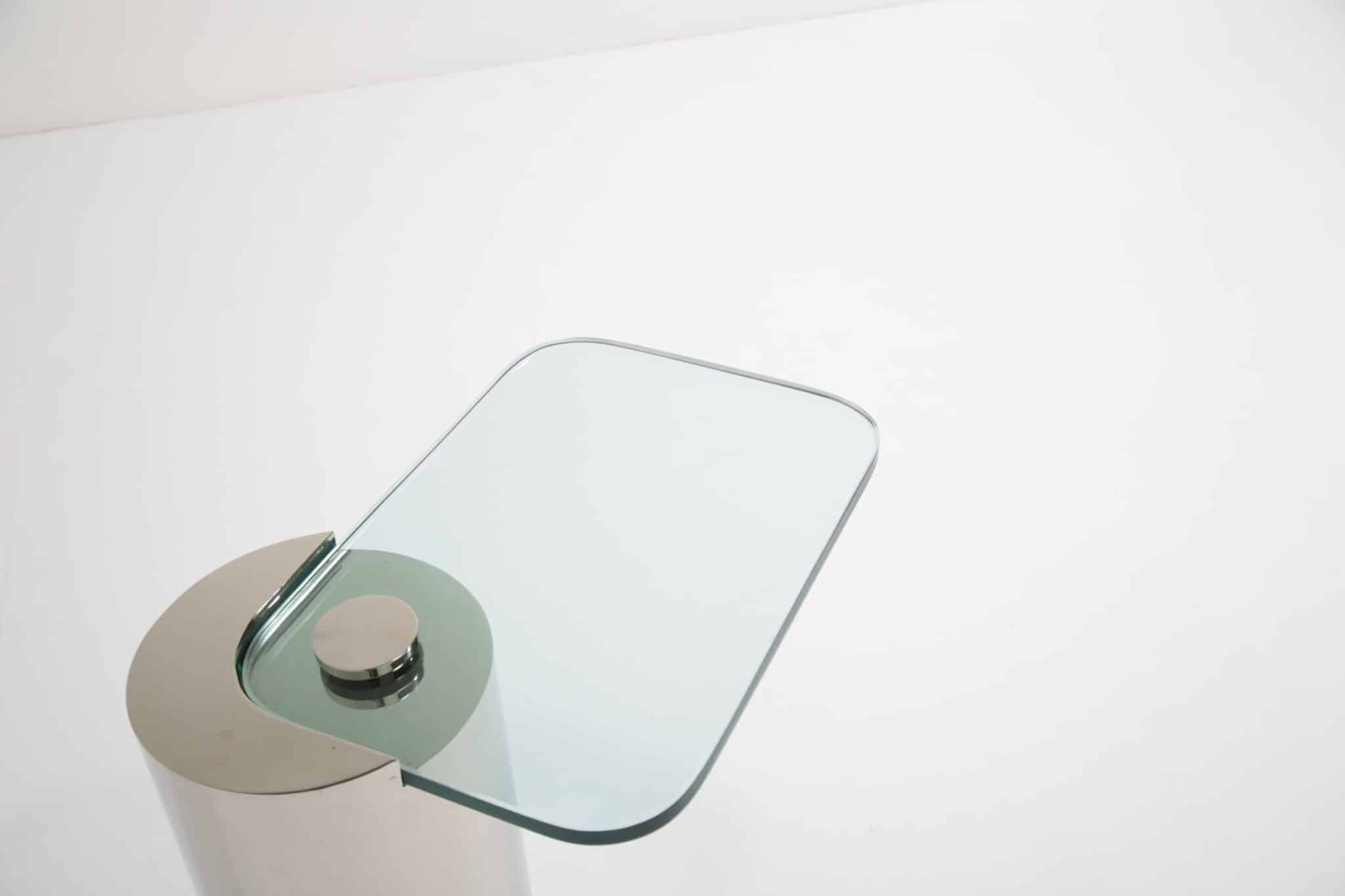 Karl Springer Cantilever Wine Table, chrome and glass. - Image 16