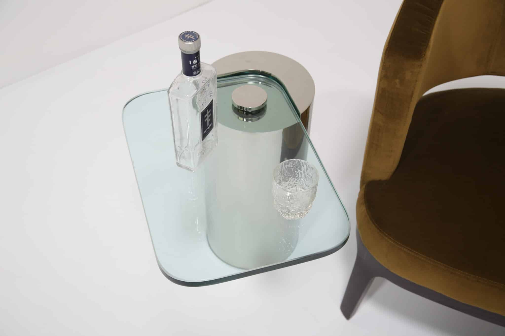 Karl Springer Cantilever Wine Table, chrome and glass. - Image 12